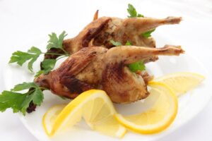 baked quail with lemon and parsley