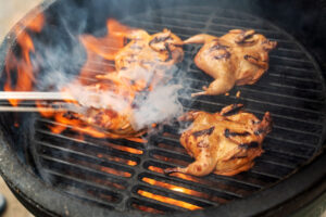 marinated quail on the grill